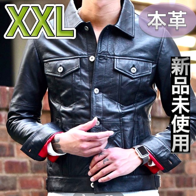 XXLサイズ 本革レザージャケット Gジャンタイプ 新品 - レザージャケット