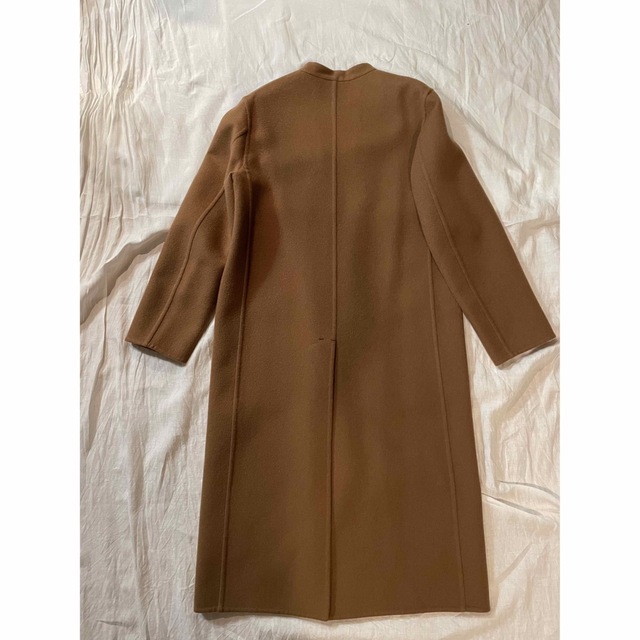 Jil Sander(ジルサンダー)のJIL SANDER ジルサンダー カシミア100%ノーカラーコートキャメル48 メンズのジャケット/アウター(チェスターコート)の商品写真