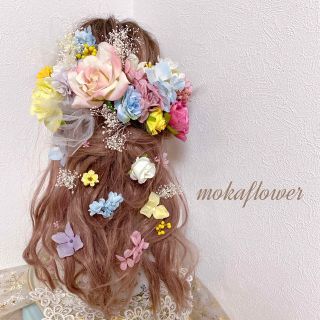 レインボーカラー ヘッドパーツ 髪飾り (ヘアアクセサリー)