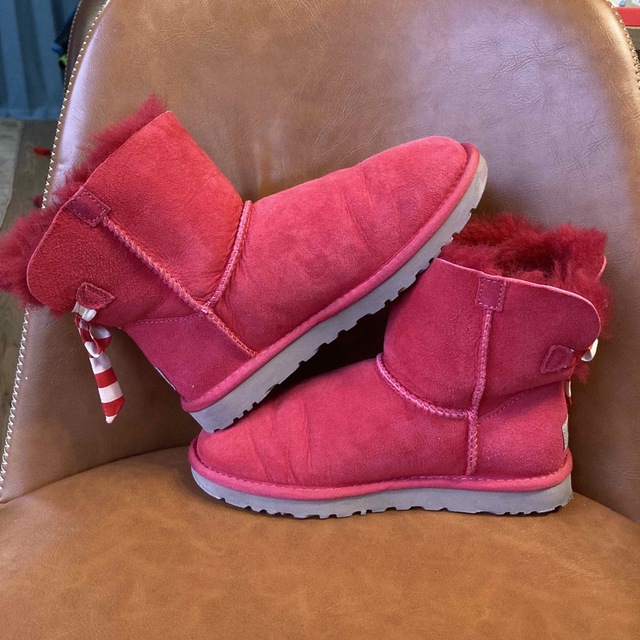 値下げ¥6666→¥6333  UGG アグ リボン チェック ブーツ 22cm