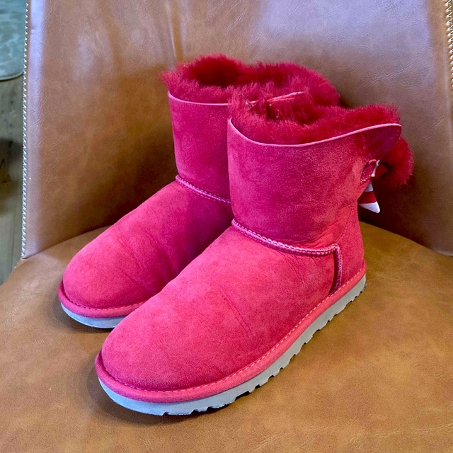 値下げ¥6666→¥6333  UGG アグ リボン チェック ブーツ 22cm