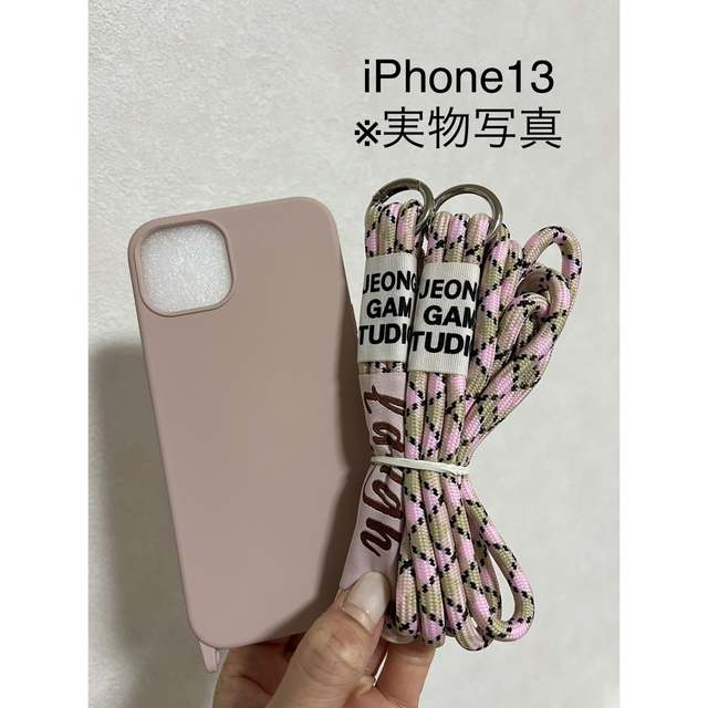 iPhone13ケース　ショルダースマホケース　紐付き　ピンク　肩がけ スマホ/家電/カメラのスマホアクセサリー(iPhoneケース)の商品写真