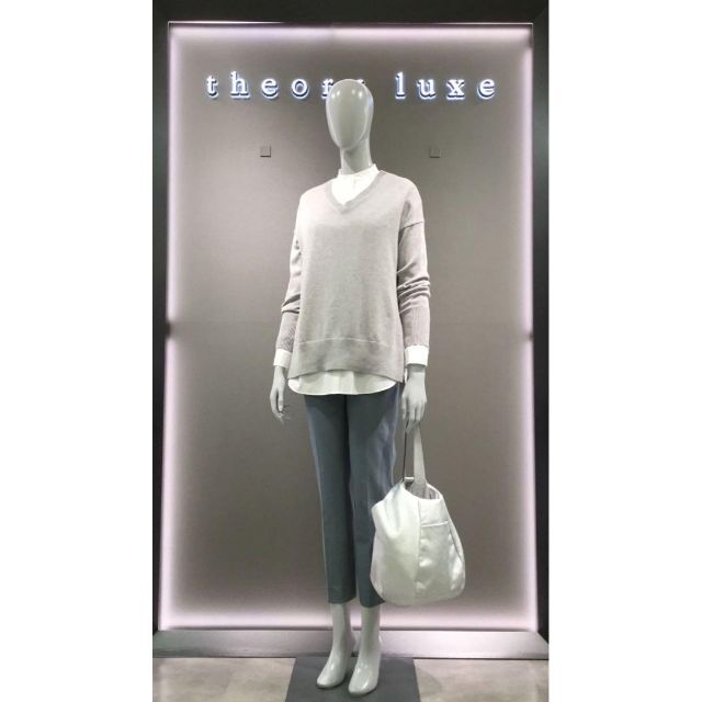 【美品】theory luxe カシミヤコットンVネックニット セーター グレー