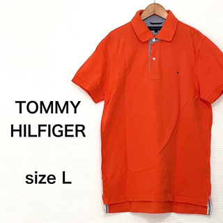 トミーヒルフィガー(TOMMY HILFIGER)の【USED】TOMMY HILFIGER ポロシャツ 半袖 オレンジ L(ポロシャツ)
