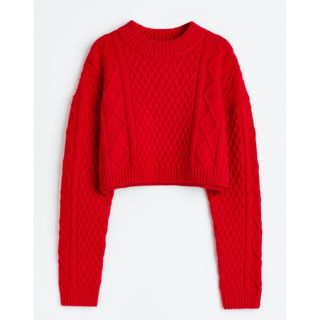 エイチアンドエム(H&M)のH&Mケーブルニットセーター🧶レッド【大人気完売品】(ニット/セーター)