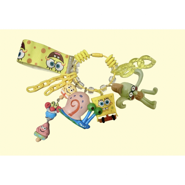 じゃらじゃらキーホルダー【スポンジボブ🧽】 ハンドメイドのアクセサリー(キーホルダー/ストラップ)の商品写真