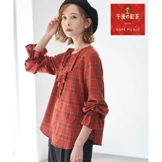 ロペピクニック(Rope' Picnic)のROPE' PICNIC 午後の紅茶ROPE チェックラッフル　赤(シャツ/ブラウス(半袖/袖なし))