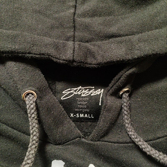 STUSSY - USA製☆STUSSYカラフル8ボール黒フード付パーカー白