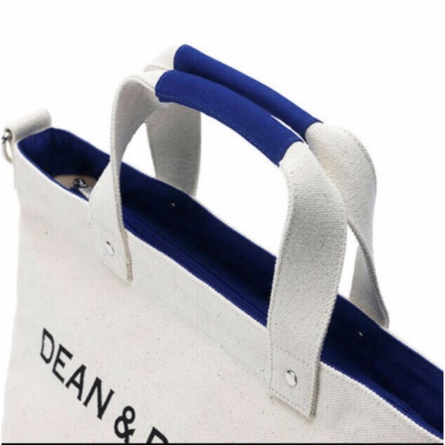 DEAN & DELUCA(ディーンアンドデルーカ)のDEAN & DELUCA キャンバストートバッグ ブルー&ナチュラル Sサイズ レディースのバッグ(トートバッグ)の商品写真