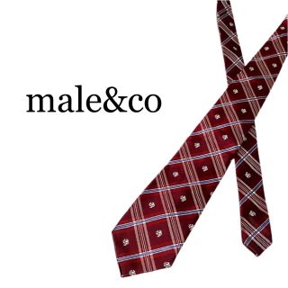 メイルアンドコー(MALE&Co.)の【Ｎｏ.3】未使用male&coメンズネクタイ チェック柄 ワインレッド シルク(ネクタイ)