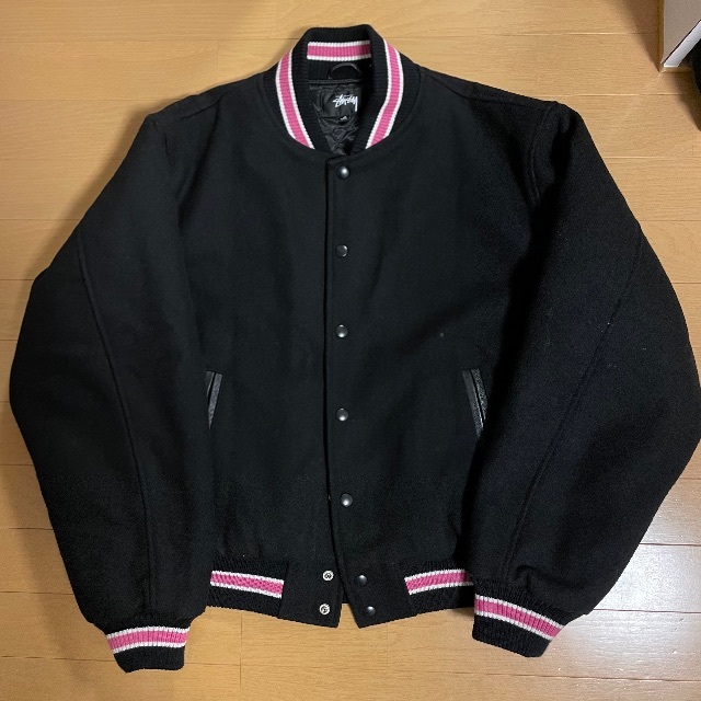 STUSSY S TALK MELTON VARSITY JACKET