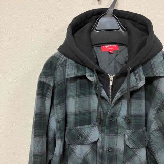 シュプリーム(Supreme)の込★Supreme Hooded Flannel Zip Up Shirt★黒M(シャツ)