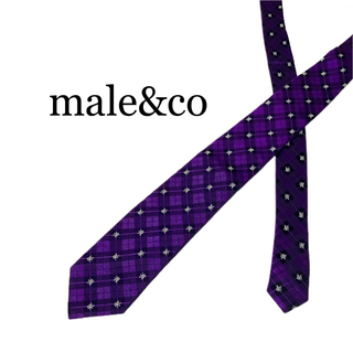 メイルアンドコー(MALE&Co.)の【Ｎｏ.11】未使用male&coメンズネクタイ紫黒チェック柄(ネクタイ)
