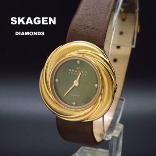 スカーゲン(SKAGEN)のSKAGEN DIAMONDS シェルデザイン ブラウン 4P お花デザイン(腕時計)