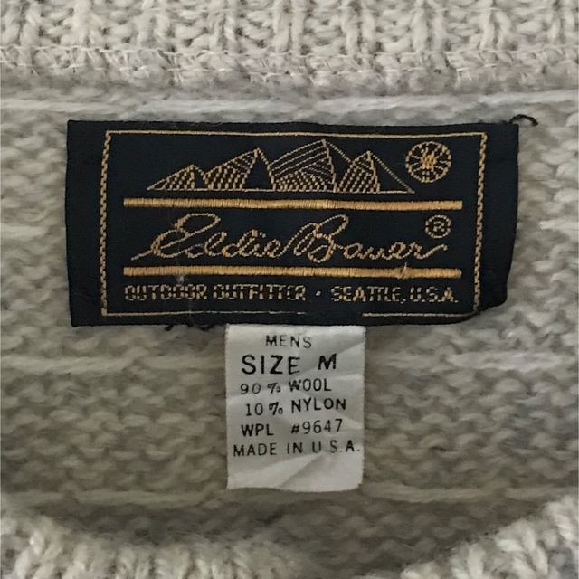 OLD EDDIE BAUER★90s 黒タグ★USA製★ヘンリーネックセーター 9