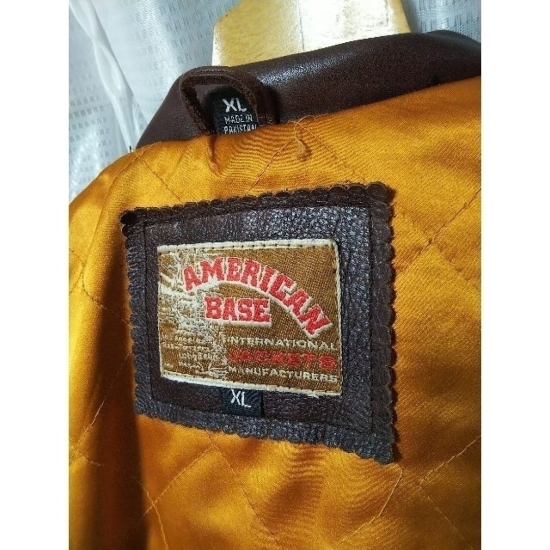 AMERICAN BASE レザージャケット ミリタリー アーミー 本革 XL メンズのジャケット/アウター(レザージャケット)の商品写真