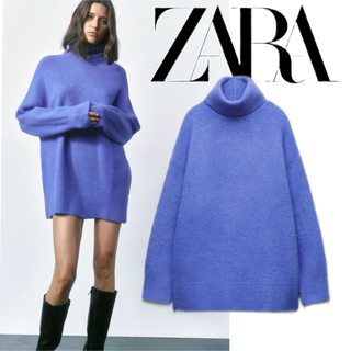 ザラ(ZARA)のZARA オーバーサイズ ソフトニットセーター S ブルー(ニット/セーター)