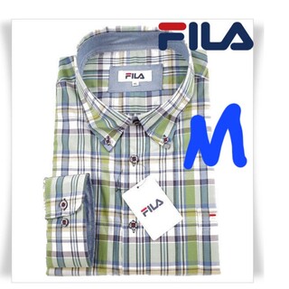 フィラ(FILA)の定価4290円‼️FILA長袖ボタンダウンシャツ/M/グリーン 新品(シャツ)