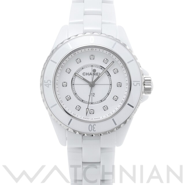 CHANEL - 中古 シャネル CHANEL H5703 ホワイトラッカー /ダイヤモンド レディース 腕時計