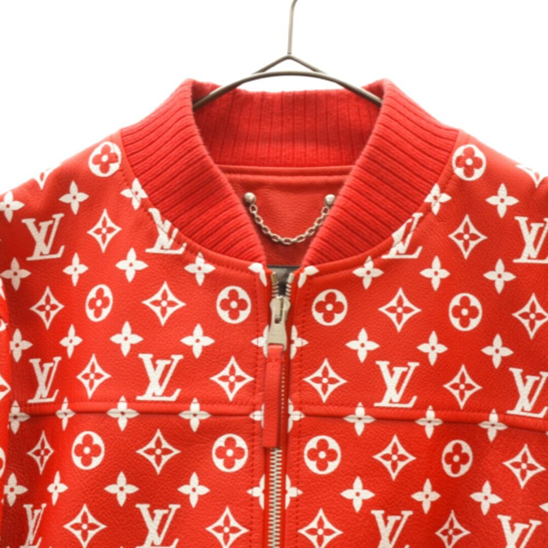 Supreme(シュプリーム)のSUPREME シュプリーム ×LOUIS VUITTON ルイヴィトン 17AW LV Leather Baseball Jacket HDL90ED0S モノグラム レザー ボンバーレザージャケット レッド メンズのジャケット/アウター(フライトジャケット)の商品写真