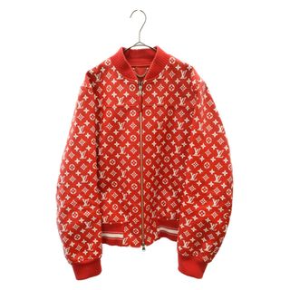 シュプリーム(Supreme)のSUPREME シュプリーム ×LOUIS VUITTON ルイヴィトン 17AW LV Leather Baseball Jacket HDL90ED0S モノグラム レザー ボンバーレザージャケット レッド(フライトジャケット)