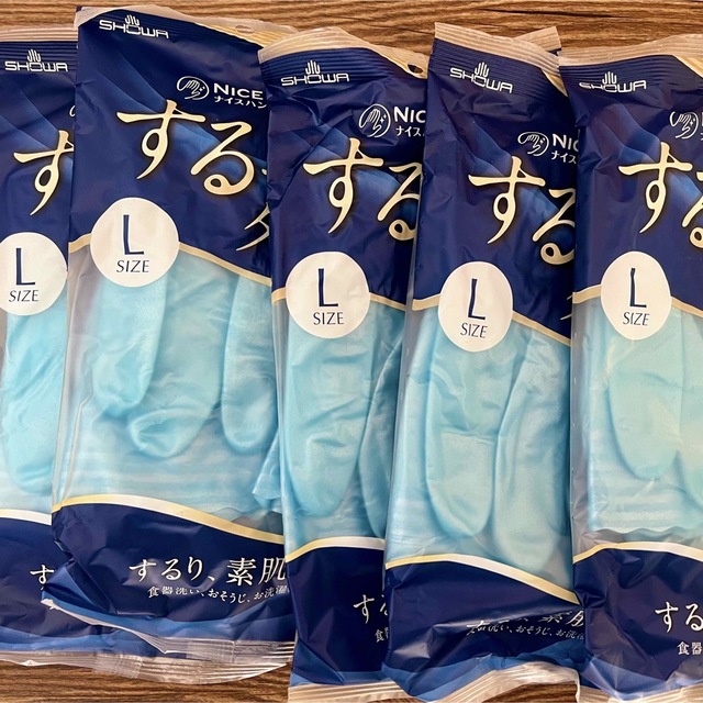 SHOWA GLOVE ナイスハンド するっとタッチ Lサイズ 家事用 ゴム手袋 5セット の通販 by I's  shop｜ショーワグローブならラクマ