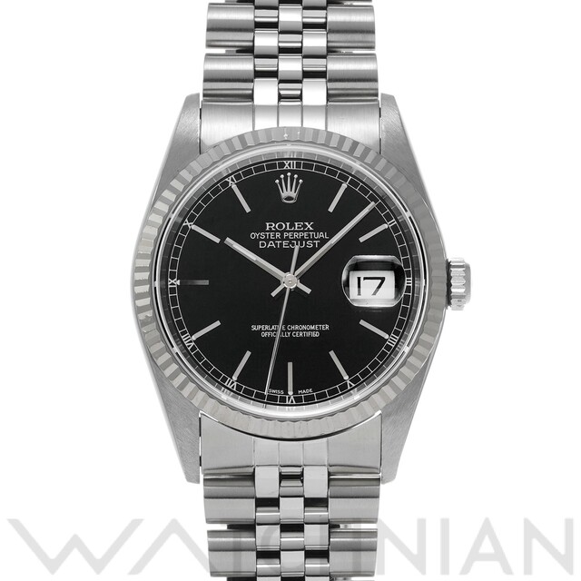 【正規品質保証】 ROLEX ロレックス 中古 - ROLEX 16234 腕時計 メンズ ブラック U番(1998年頃製造) 腕時計(アナログ)