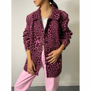pink corduroy leopard jacket(スプリングコート)