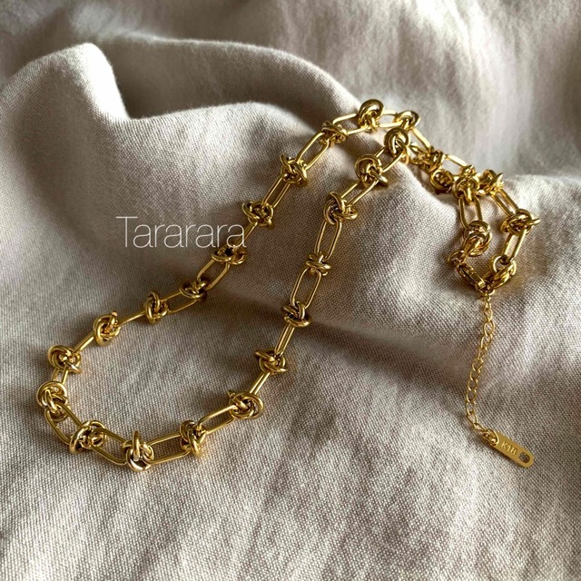 ●ステンレス knotchain necklaceG●金属アレルギー対応 レディースのアクセサリー(ネックレス)の商品写真