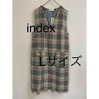 インデックス(INDEX)の3259 index ジャンパースカート　グリーン　L 新品(ひざ丈スカート)