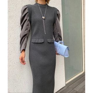 アメリヴィンテージ(Ameri VINTAGE)のAMERI JACKET LIKE TIGHT KNIT DRESS(ロングワンピース/マキシワンピース)