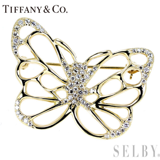 Tiffany & Co. - ティファニー K18YG シングルカット ダイヤモンド ブローチ兼ペンダントトップ 蝶