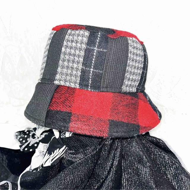切り替えデザインバケットハット0005BR meikeiinハンドメイド新品 レディースの帽子(ハット)の商品写真