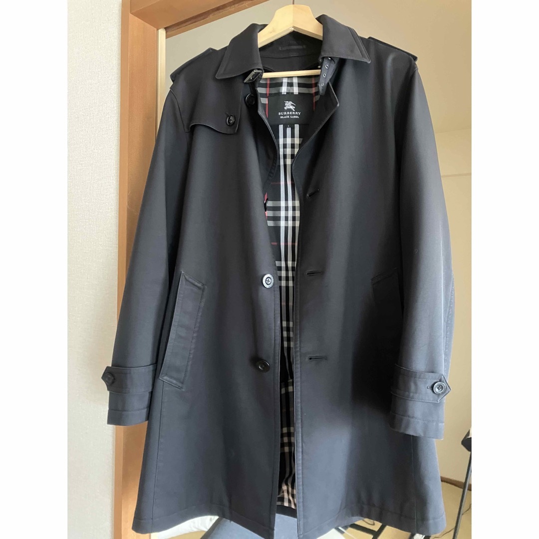 BURBERRY BLACK LABEL(バーバリーブラックレーベル)のバーバリーブラックレーベル　ステンカラーコート　トレンチ　ブラック メンズのジャケット/アウター(ステンカラーコート)の商品写真