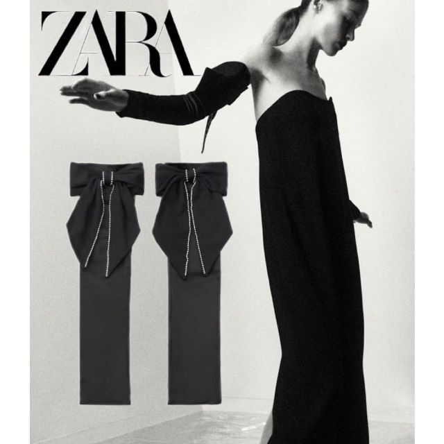 ZARA(ザラ)のZARA リボン サテン スリーブ レディースのファッション小物(手袋)の商品写真