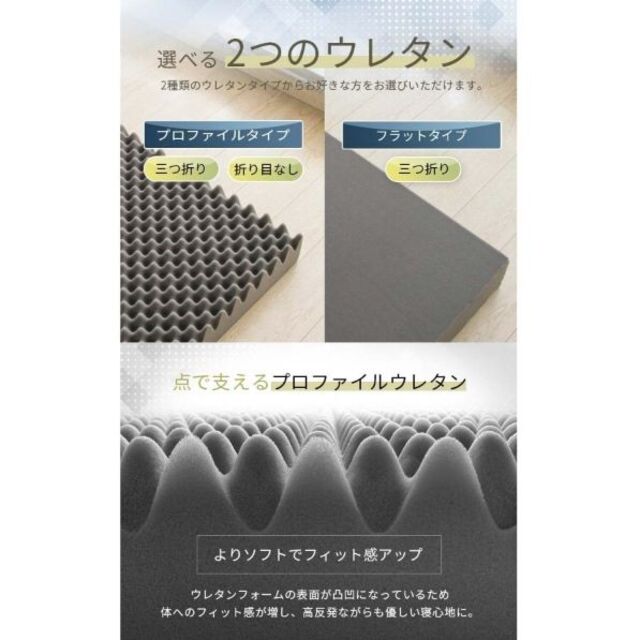 高反発マットレス 3つ折り シングル 炭入り 厚さ10cm　サイズS インテリア/住まい/日用品のベッド/マットレス(その他)の商品写真