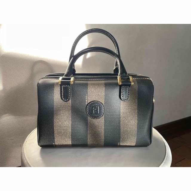 ハンドバッグVINTAGE FENDI ペカン柄ミニボストンバッグ