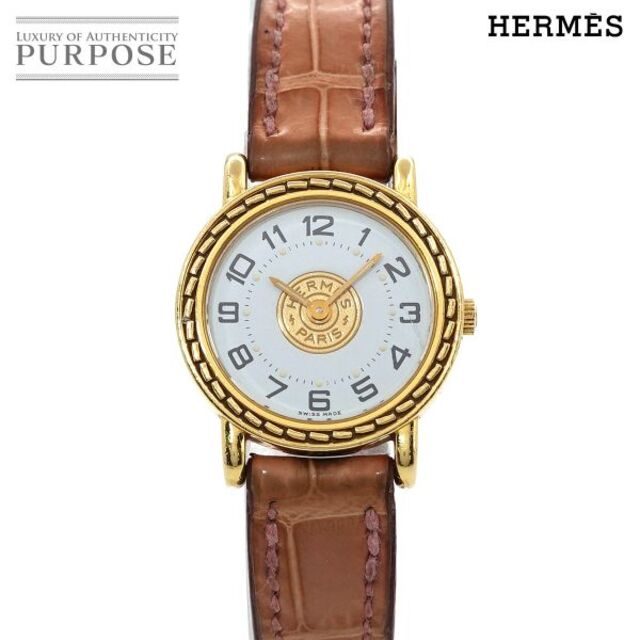Hermes - エルメス HERMES セリエ コンビ ヴィンテージ レディース 腕時計 ホワイト 文字盤 K18YG イエローゴールド クォーツ ウォッチ Serie VLP 90181094
