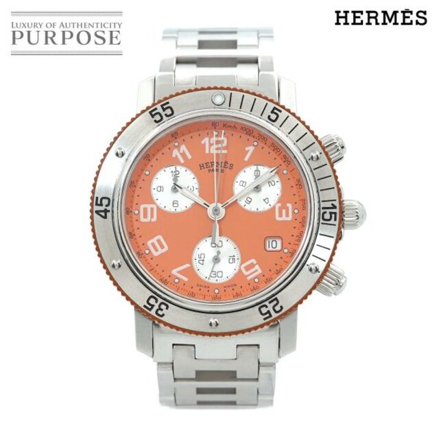 Hermes - エルメス HERMES クリッパー ダイバー クロノグラフ CL2 916 メンズ 腕時計 オレンジ 文字盤 クォーツ Clipper Diver Chronograph VLP 90181355