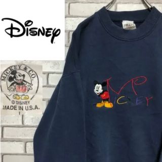 ディズニー(Disney)の希少 ディズニー☆ミッキービッグロゴ刺繍 スエット90sXLサイズ(スウェット)