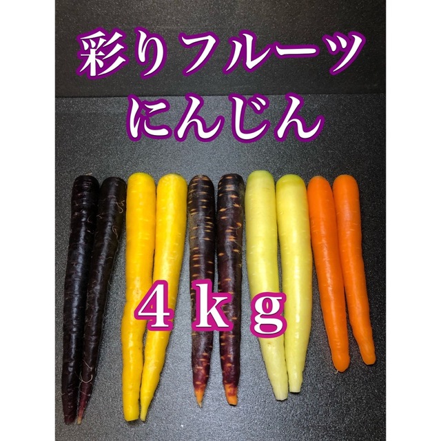 彩りフルーツにんじん B品  5色4kg  訳あり　カラフル人参　無農薬 野菜 食品/飲料/酒の食品(野菜)の商品写真