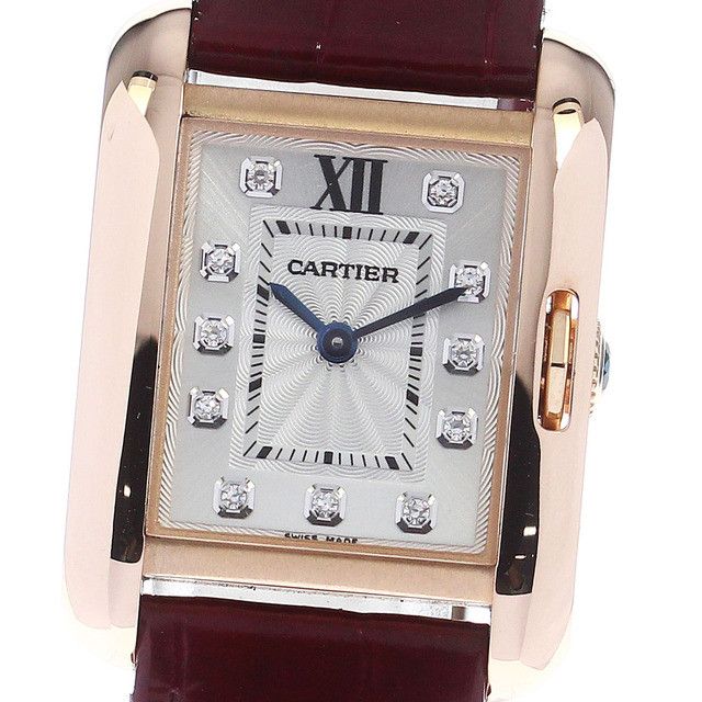 Cartier - ☆良品 ★箱付き【CARTIER】カルティエ タンクアングレースSM K18PG 11Pダイヤ WJTA0007 クォーツ レディース_731040