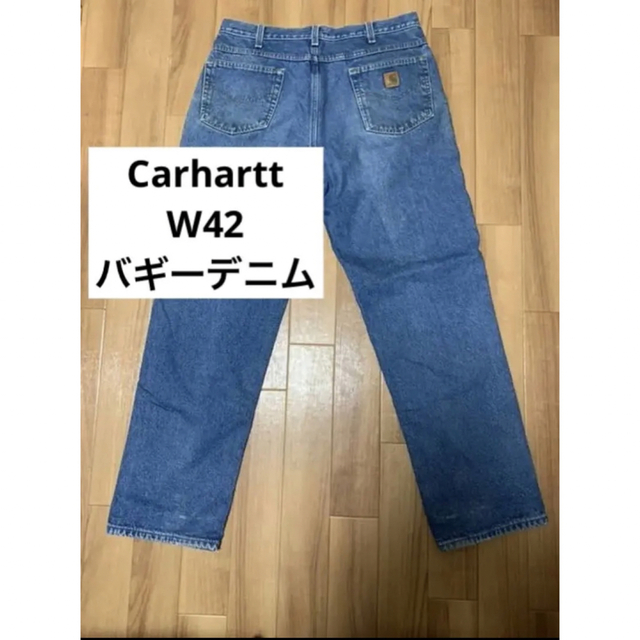 Carhartt ワイドデニムパンツ 裏地チェック 革タグ