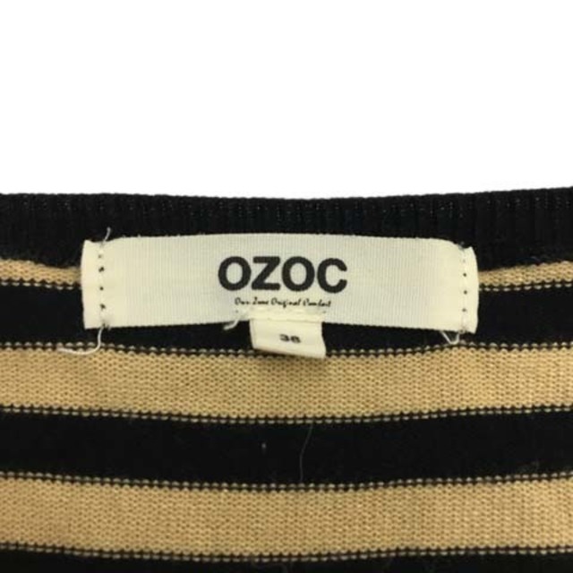 OZOC(オゾック)のオゾック セーター ニット プルオーバー ボーダー 長袖 38 ベージュ 黒 レディースのトップス(ニット/セーター)の商品写真