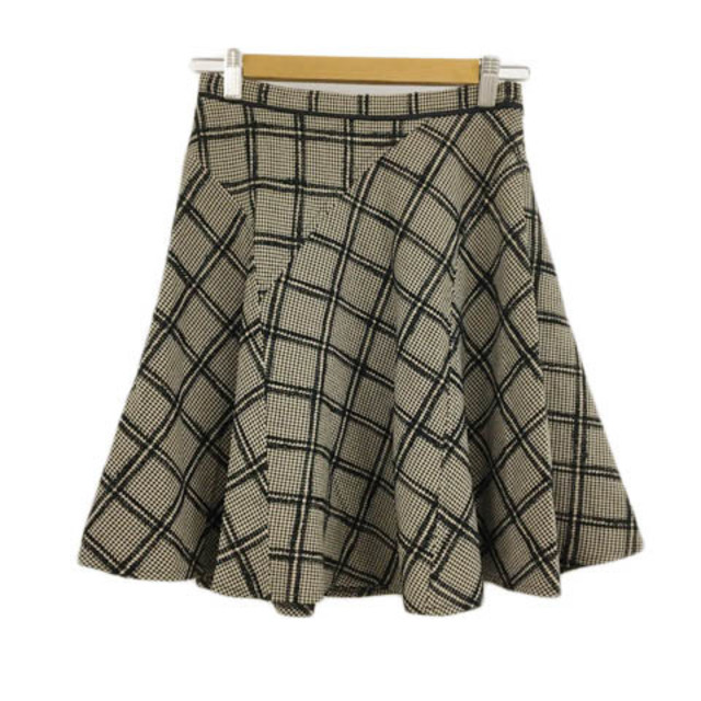 JUSGLITTY(ジャスグリッティー)のジャスグリッティー スカート フレア ミニ チェック 1 ベージュ 黒 レディースのスカート(ミニスカート)の商品写真