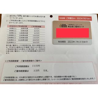 三越伊勢丹株主優待カード　30万円(ショッピング)