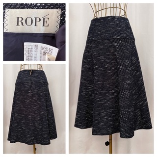 ロペ(ROPE’)のROPE'  ツイード 膝丈フレアスカート  サイズ36(ひざ丈スカート)
