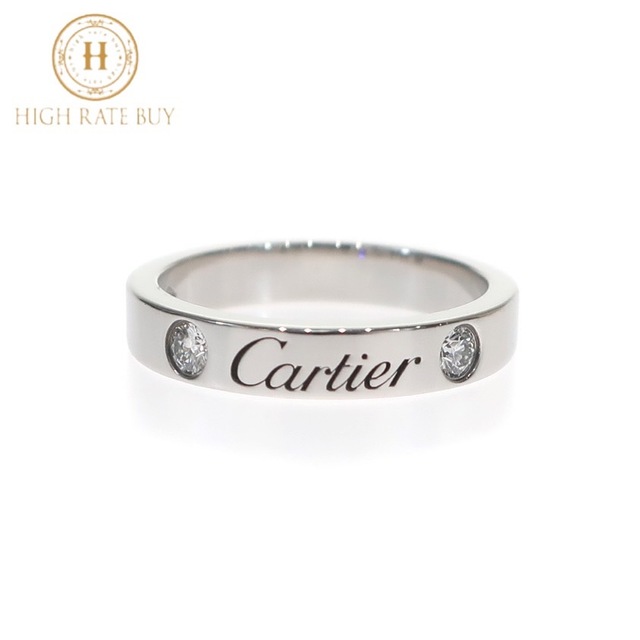 Cartier - 【未使用品】Cartier カルティエ エングレーブドリング Pt950 プラチナ 5号 #45 2P ダイヤ ダイヤモンド レディース 女性用 ブランドジュエリー アクセサリー 指輪