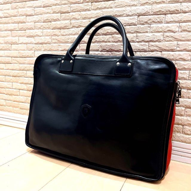 美品/Felisi BAG 1993/4 黒/赤ブリーフケースA4サイズ収納可