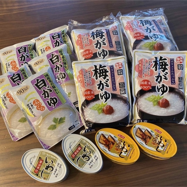 お粥 レトルト 13袋　いわし缶詰４缶 食品/飲料/酒の加工食品(レトルト食品)の商品写真